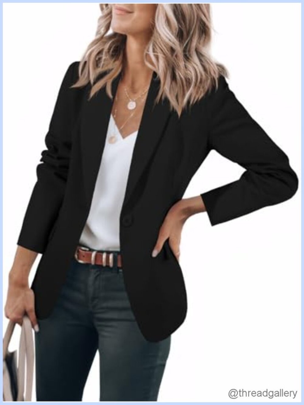 Women's Casual Blazer Long Sleeve Work Office Suit Jacket Slim Fit